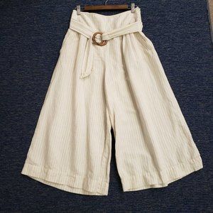 Anthropologie Cream Striped Wide Leg Pants